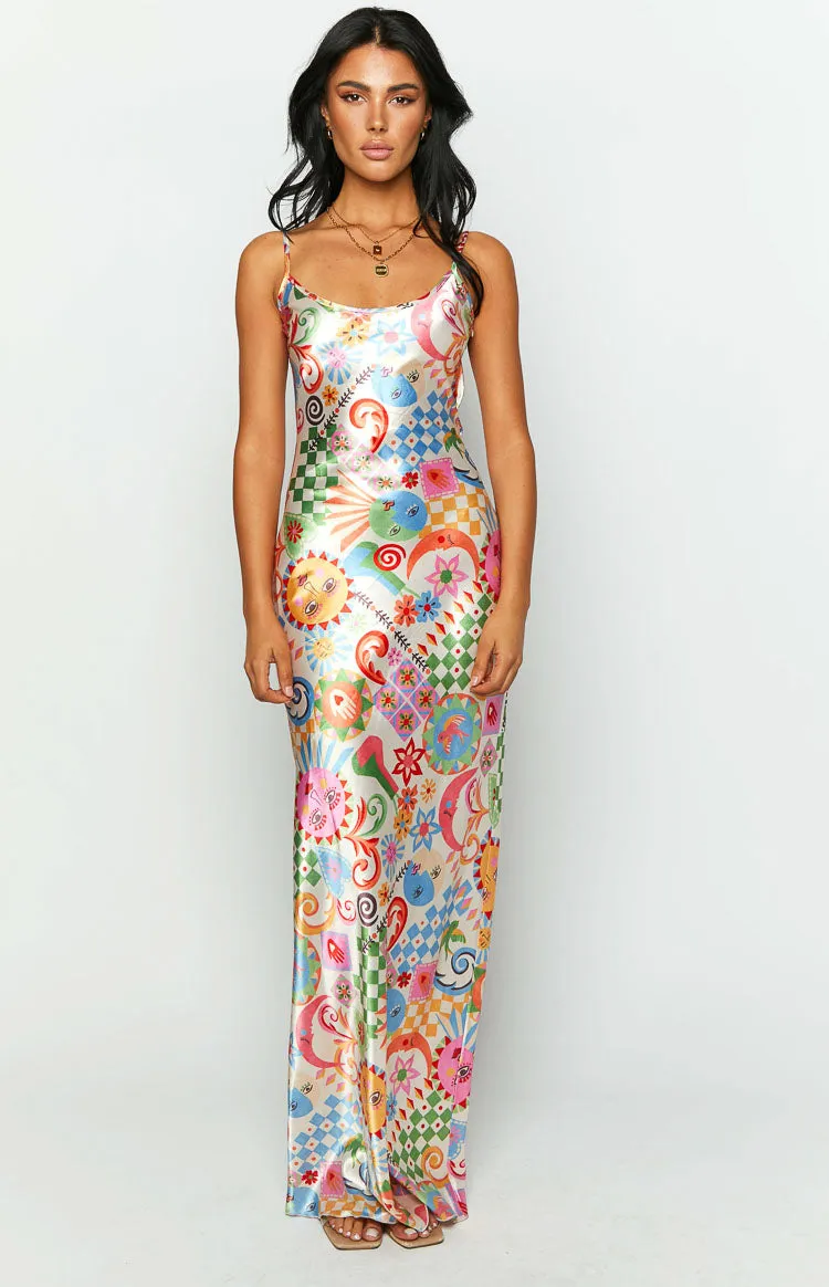 Renesmee Satin Summer Print Maxi Dress sold by Beginning Boutique product image thumbnail 2