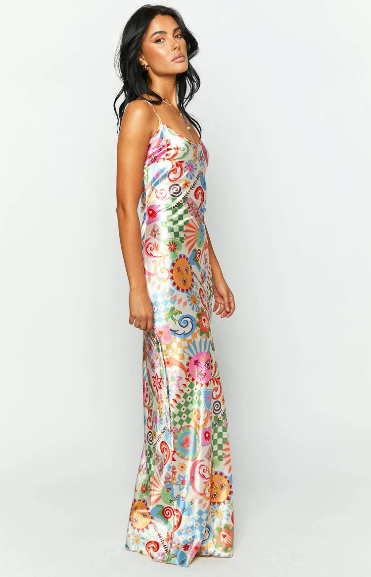 Renesmee Satin Summer Print Maxi Dress sold by Beginning Boutique product image thumbnail 4