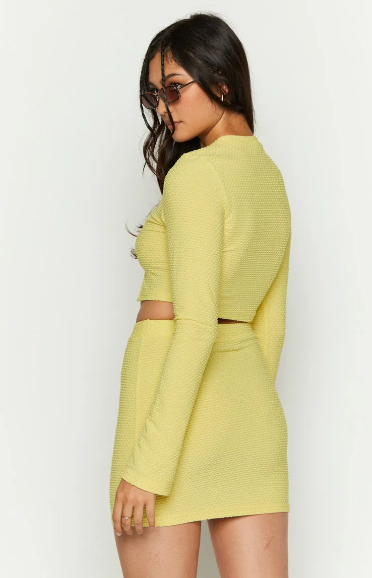 Lizzy Lemon Waffle Mini Skirt sold by Beginning Boutique product image thumbnail 3