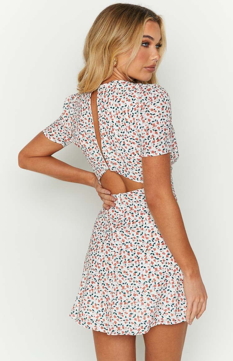 Glow Girl Dress White and Orange Floral sold by Beginning Boutique product image thumbnail 7