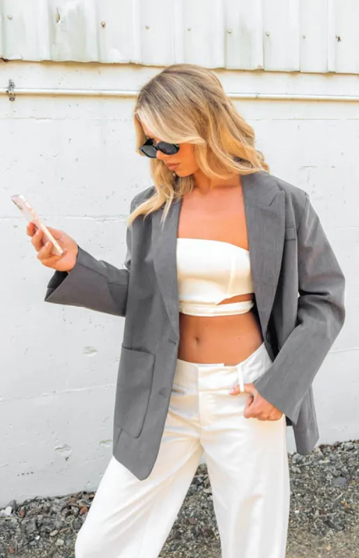 Martena Grey Blazer sold by Beginning Boutique