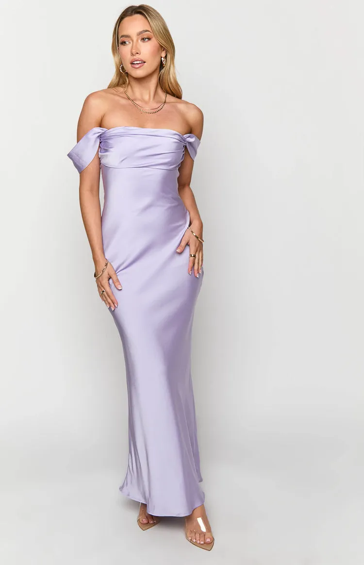 Ella Lilac Off Shoulder Maxi Formal Dress sold by Beginning Boutique product image thumbnail 3