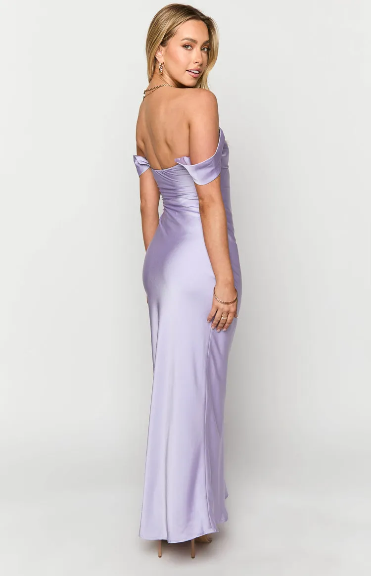 Ella Lilac Off Shoulder Maxi Formal Dress sold by Beginning Boutique product image thumbnail 5