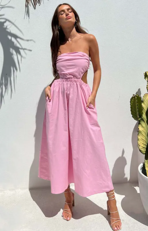 Marcella Pink Midi Dress sold by Beginning Boutique