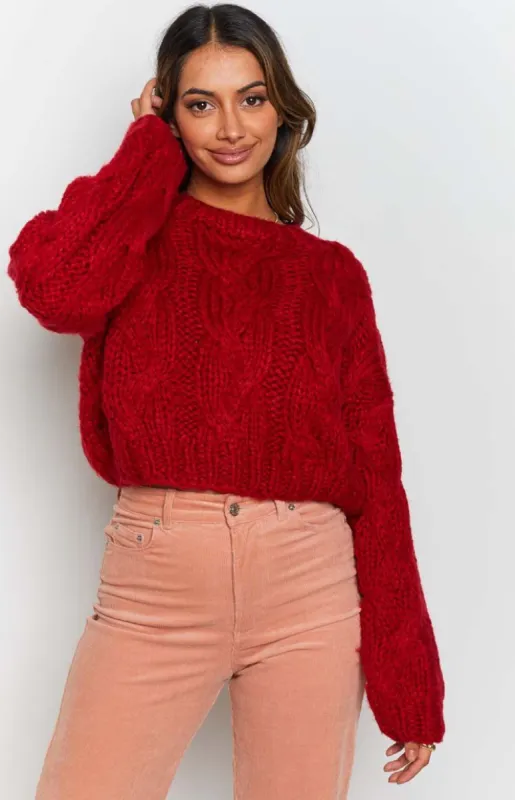 Canter Cropped Sweater Red sold by Beginning Boutique