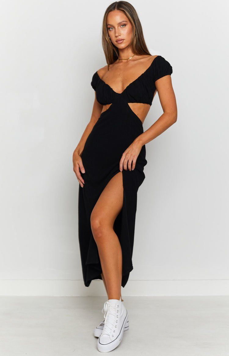 Saisha Off The Shoulder Maxi Dress Black sold by Beginning Boutique product image thumbnail 4