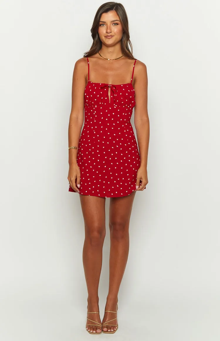 Everlong Red Heart Print Mini Dress sold by Beginning Boutique product image thumbnail 2