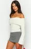 Joey Cream Off Shoulder Sweater sold by Beginning Boutique