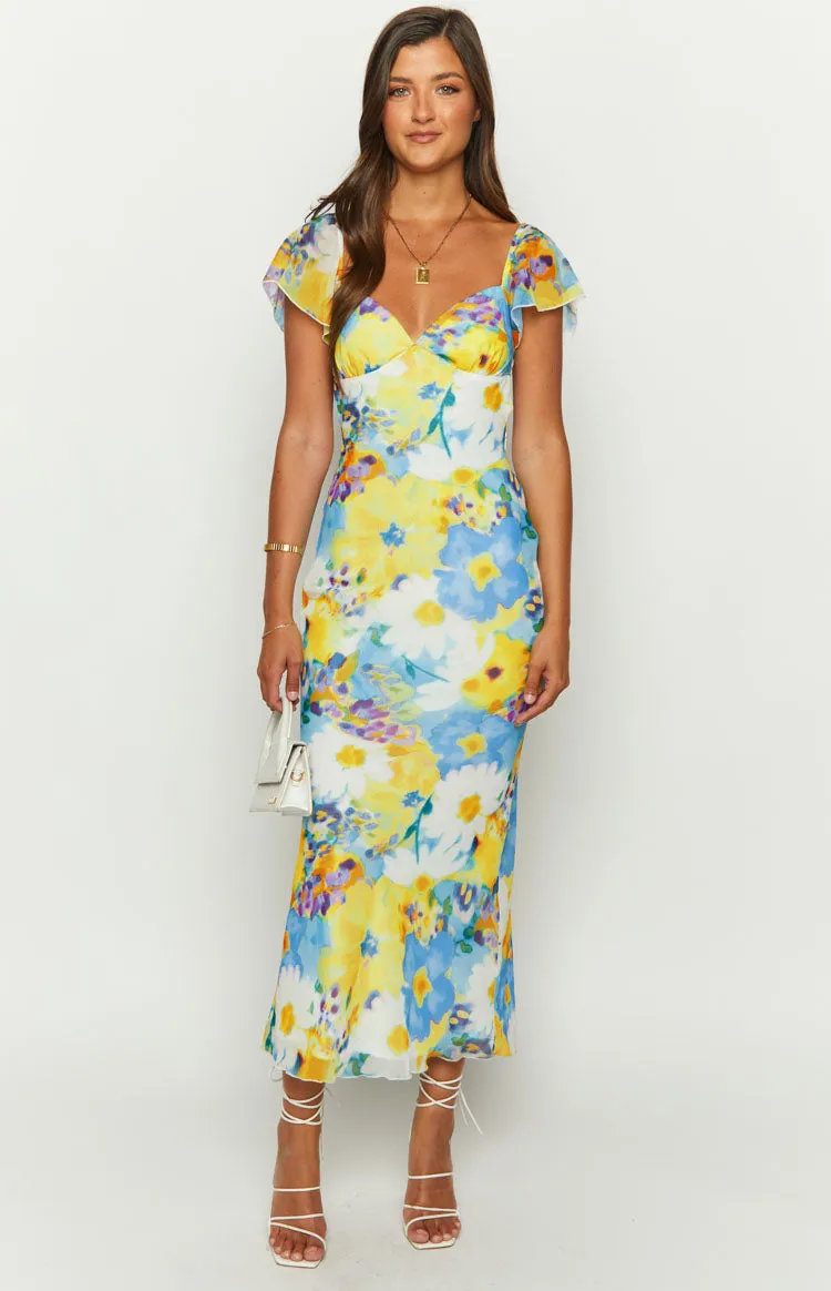 Raymi Blue Floral Chiffon Maxi Dress sold by Beginning Boutique product image thumbnail 2