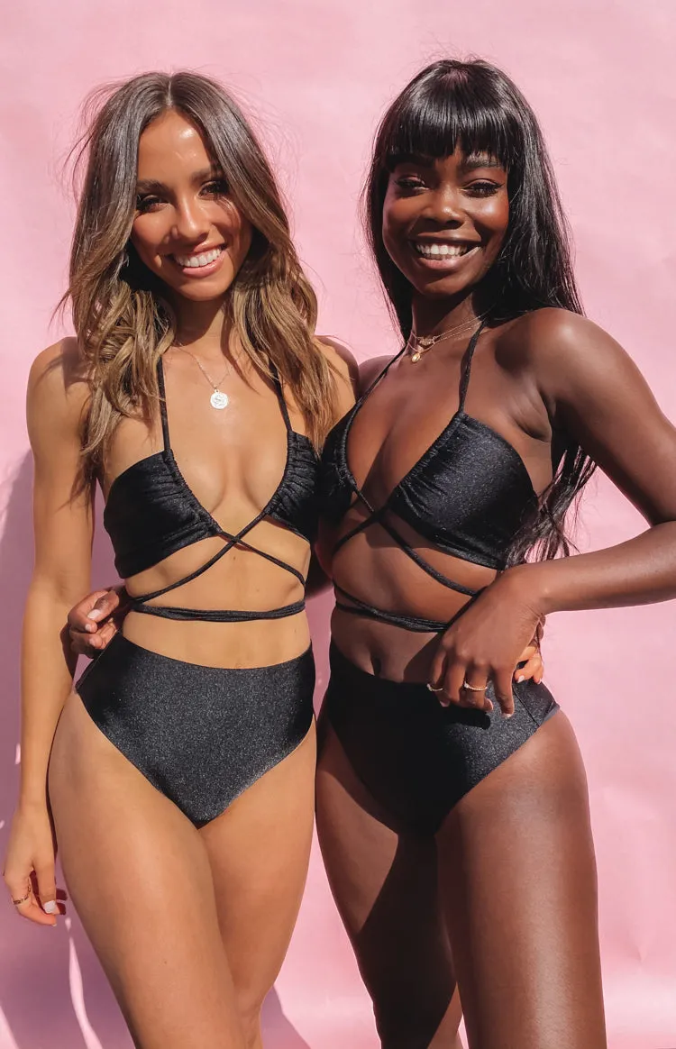 9.0 Swim Majorca High Waisted Bikini Bottoms Metallic Black sold by Beginning Boutique product image thumbnail 3