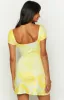 Pure Honey Printed Yellow Mini Dress sold by Beginning Boutique