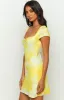 Pure Honey Printed Yellow Mini Dress sold by Beginning Boutique