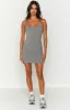 Ingrid Grey Mini Slip Dress sold by Beginning Boutique