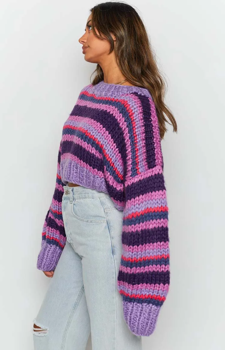Belmont Stripe Sweater Purple sold by Beginning Boutique product image thumbnail 5