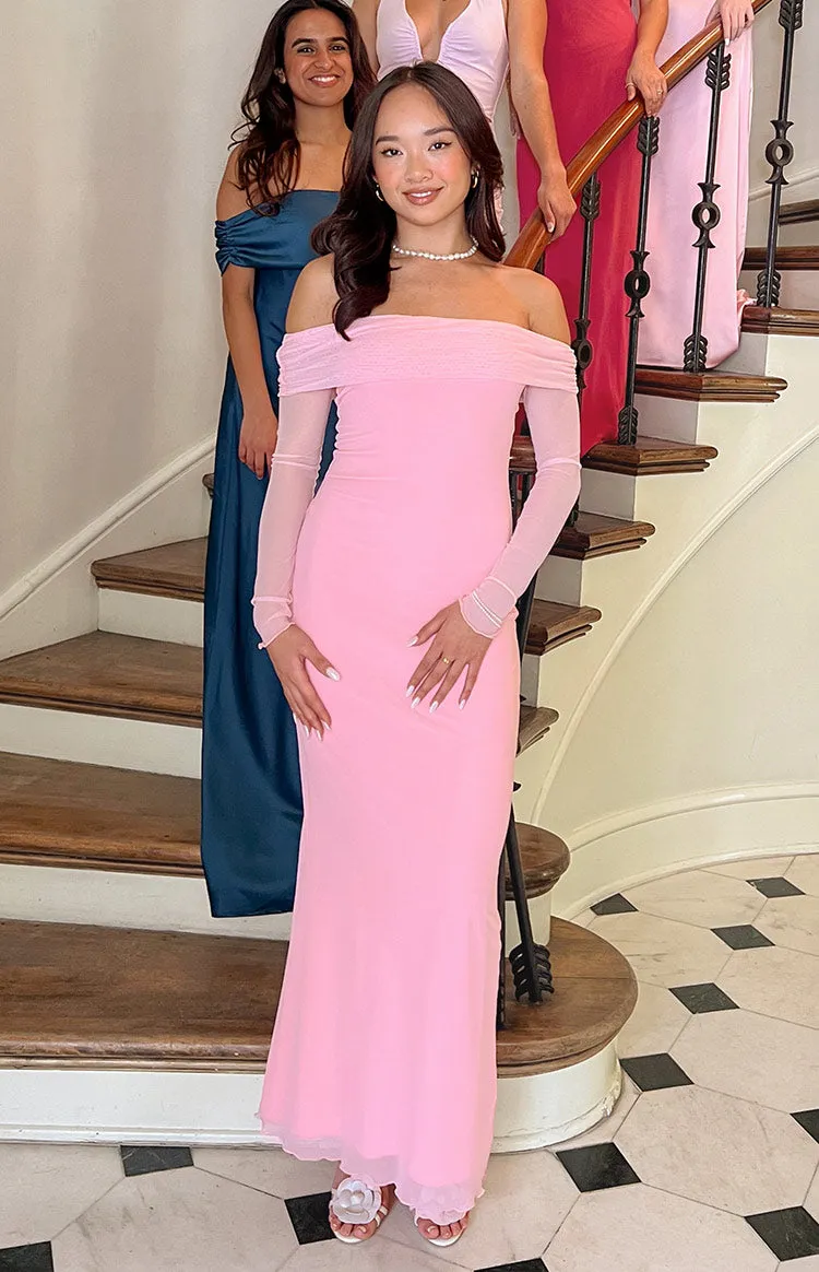 Coraline Pink Long Sleeve Maxi Dress sold by Beginning Boutique