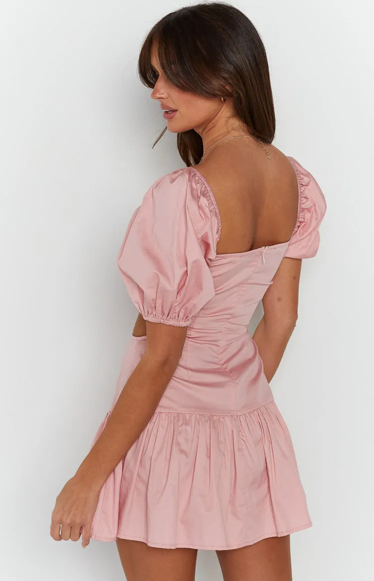 Melea Pink Puff Sleeve Mini Dress sold by Beginning Boutique product image thumbnail 4