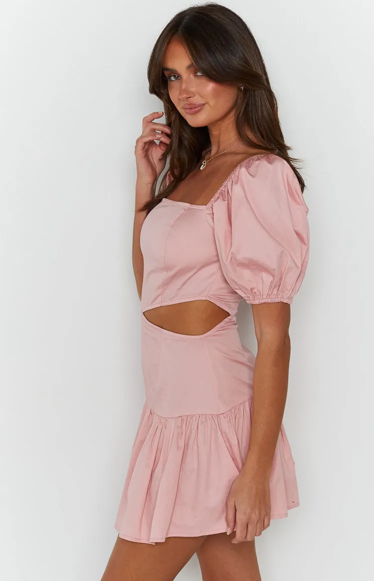 Melea Pink Puff Sleeve Mini Dress sold by Beginning Boutique product image thumbnail 3