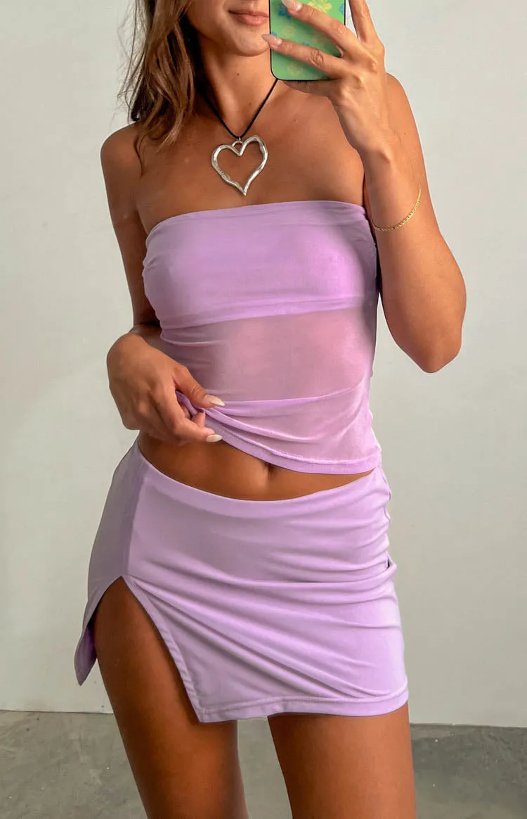 Gabe Lilac Mesh Mini Skirt sold by Beginning Boutique product image thumbnail 2