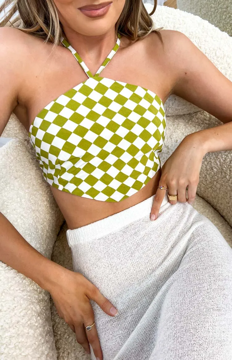Gina Green Check Halter Top sold by Beginning Boutique product image thumbnail 2