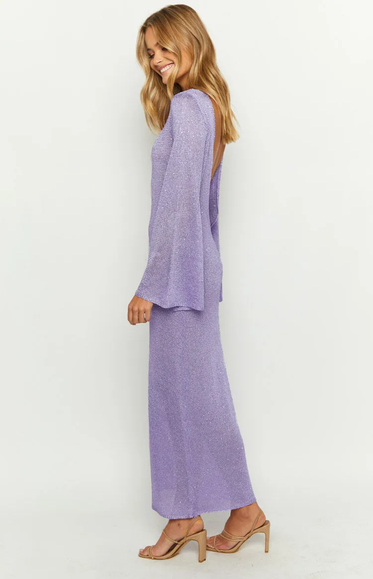 Kendrick Purple Sequin Knit Long Sleeve Maxi Dress sold by Beginning Boutique product image thumbnail 4