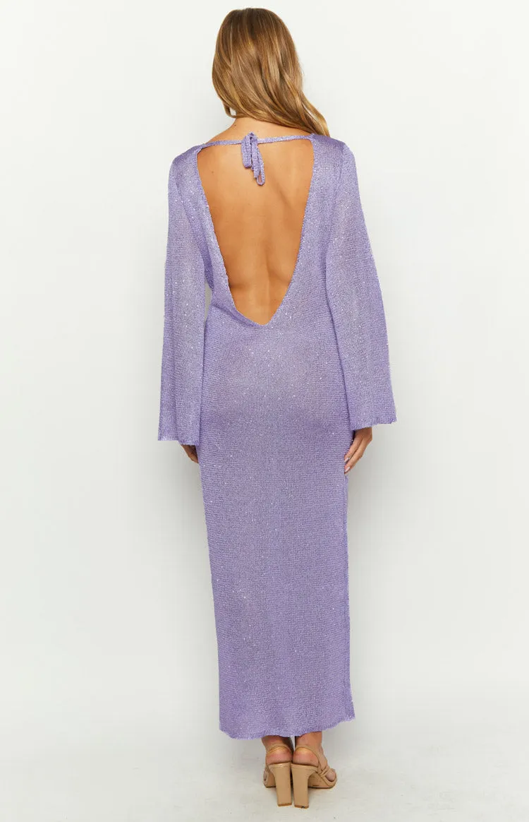 Kendrick Purple Sequin Knit Long Sleeve Maxi Dress sold by Beginning Boutique product image thumbnail 5