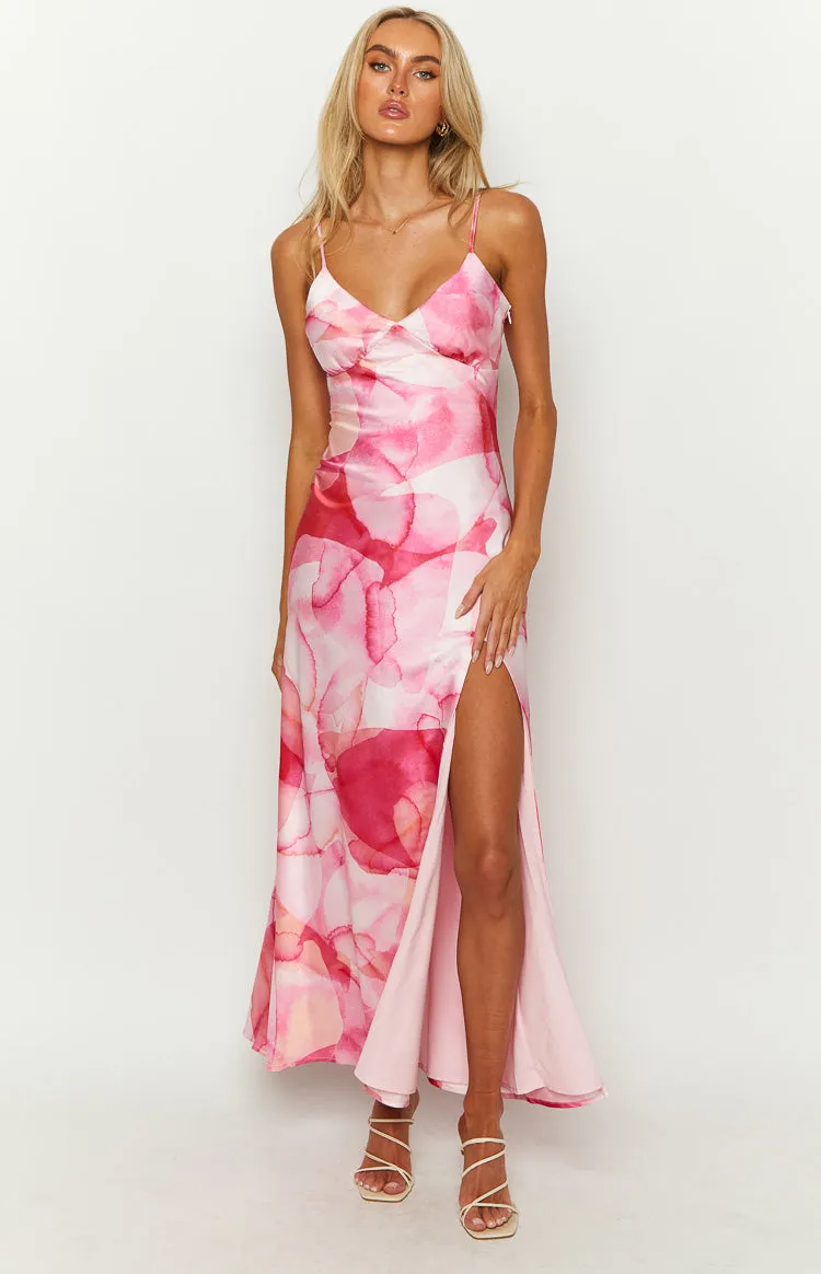 Lilie Pink Satin Print Maxi Dress sold by Beginning Boutique product image thumbnail 2