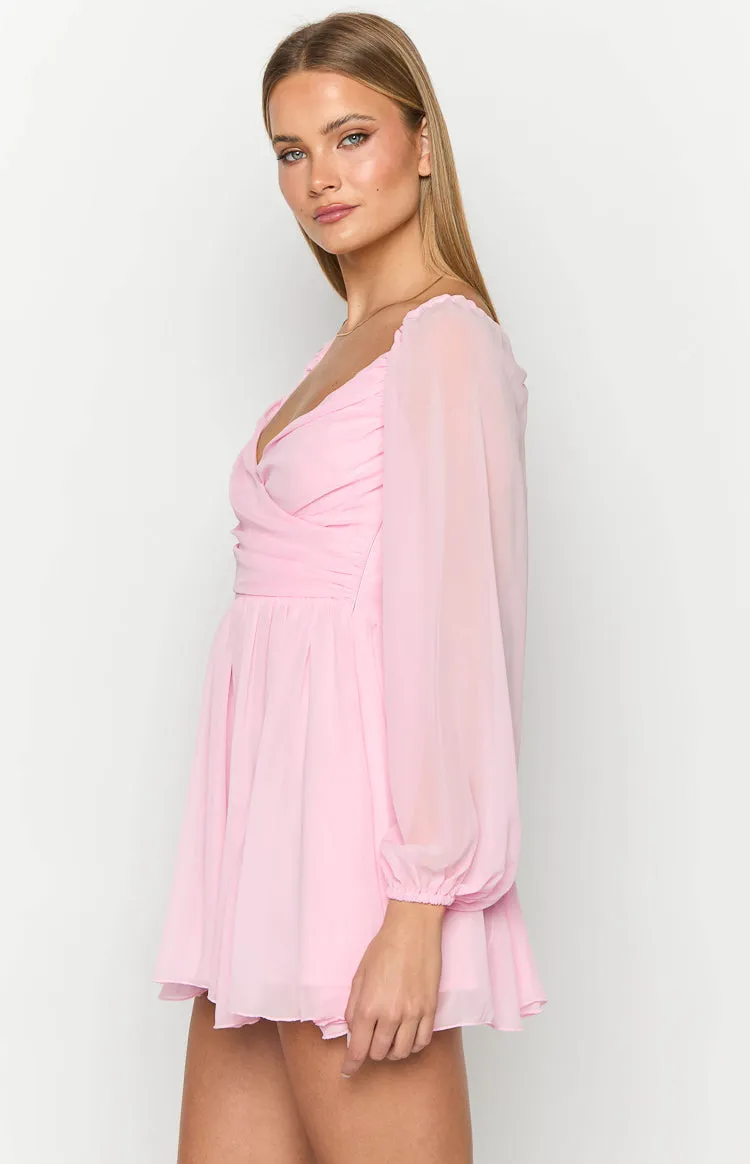 Tiffany Pink Long Sleeve Mini Dress sold by Beginning Boutique product image thumbnail 4