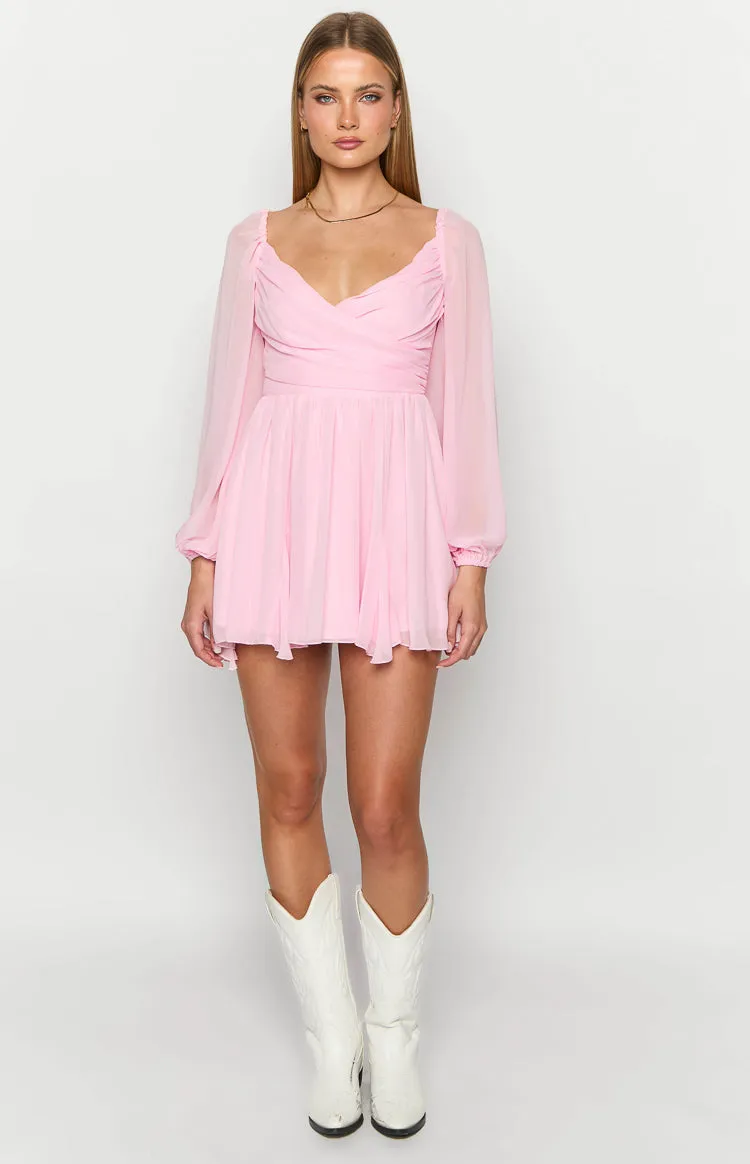 Tiffany Pink Long Sleeve Mini Dress sold by Beginning Boutique product image thumbnail 3