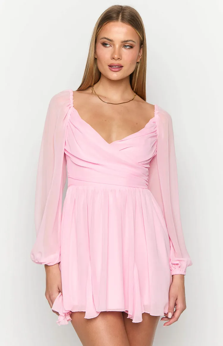 Tiffany Pink Long Sleeve Mini Dress sold by Beginning Boutique product image thumbnail 2