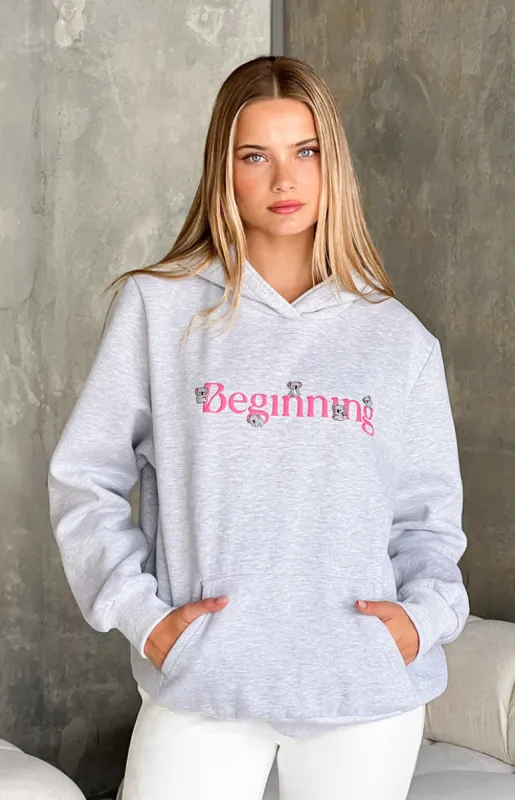 Beginning Grey Marl Koala Bubble Hoodie sold by Beginning Boutique