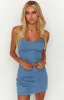 Joelle Blue Denim Strapless Mini Dress sold by Beginning Boutique