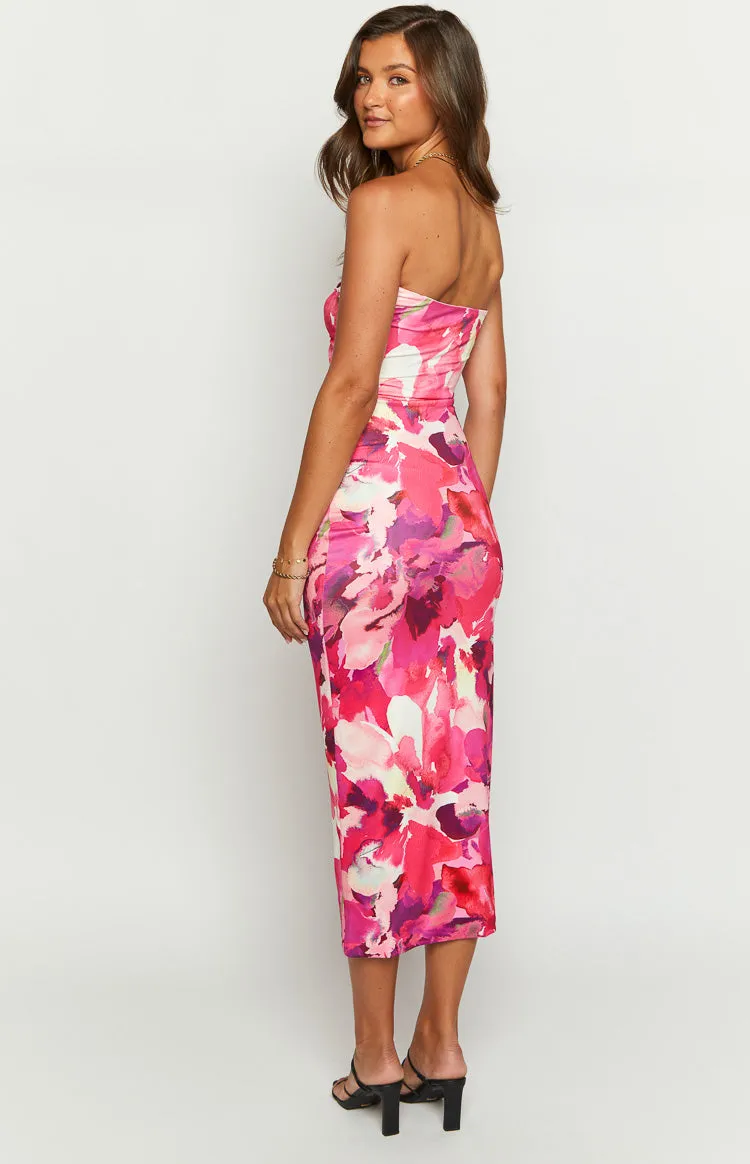 Juliete Pink Floral Midi Dress sold by Beginning Boutique product image thumbnail 5