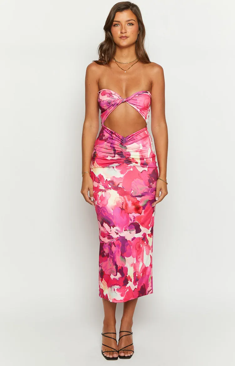 Juliete Pink Floral Midi Dress sold by Beginning Boutique product image thumbnail 2