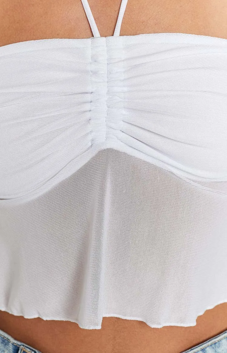 Bella White Halter Crop Top sold by Beginning Boutique product image thumbnail 5