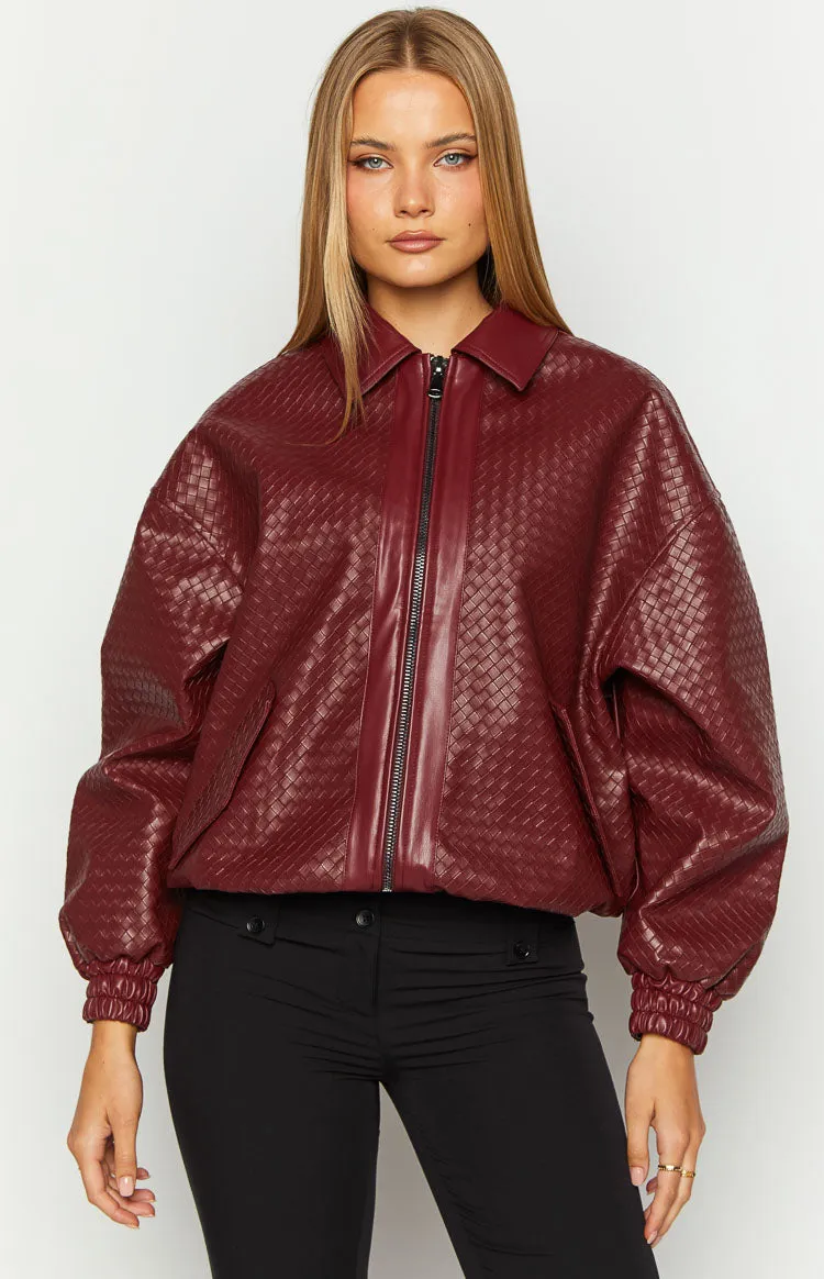 Lioness Kenny Burgundy Bomber Jacket sold by Beginning Boutique product image thumbnail 5