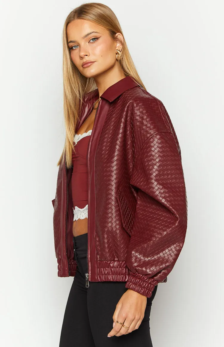 Lioness Kenny Burgundy Bomber Jacket sold by Beginning Boutique product image thumbnail 4