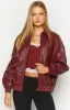 Lioness Kenny Burgundy Bomber Jacket sold by Beginning Boutique