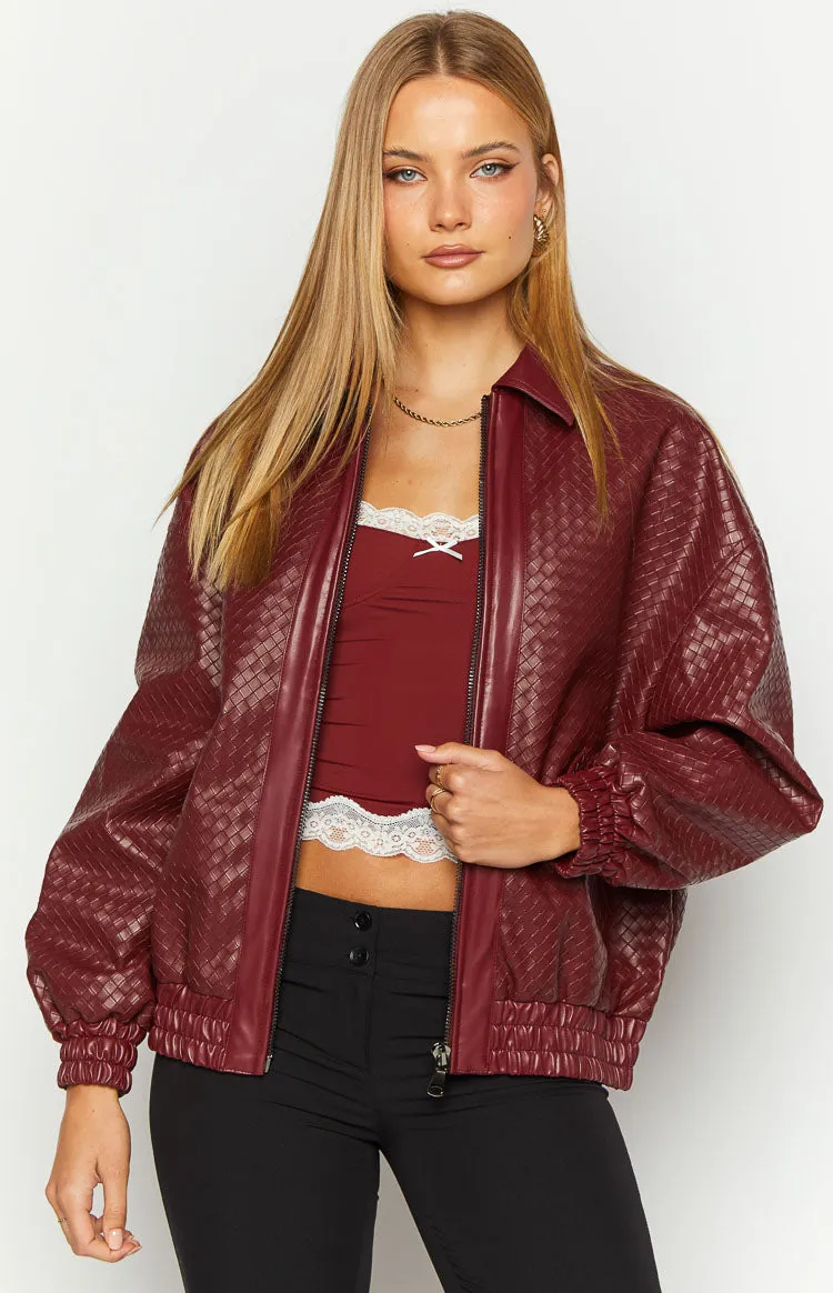 Lioness Kenny Burgundy Bomber Jacket sold by Beginning Boutique product image thumbnail 2