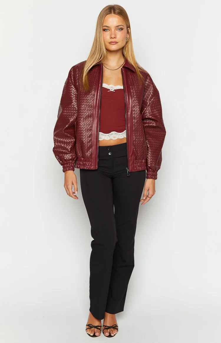Lioness Kenny Burgundy Bomber Jacket sold by Beginning Boutique product image thumbnail 3