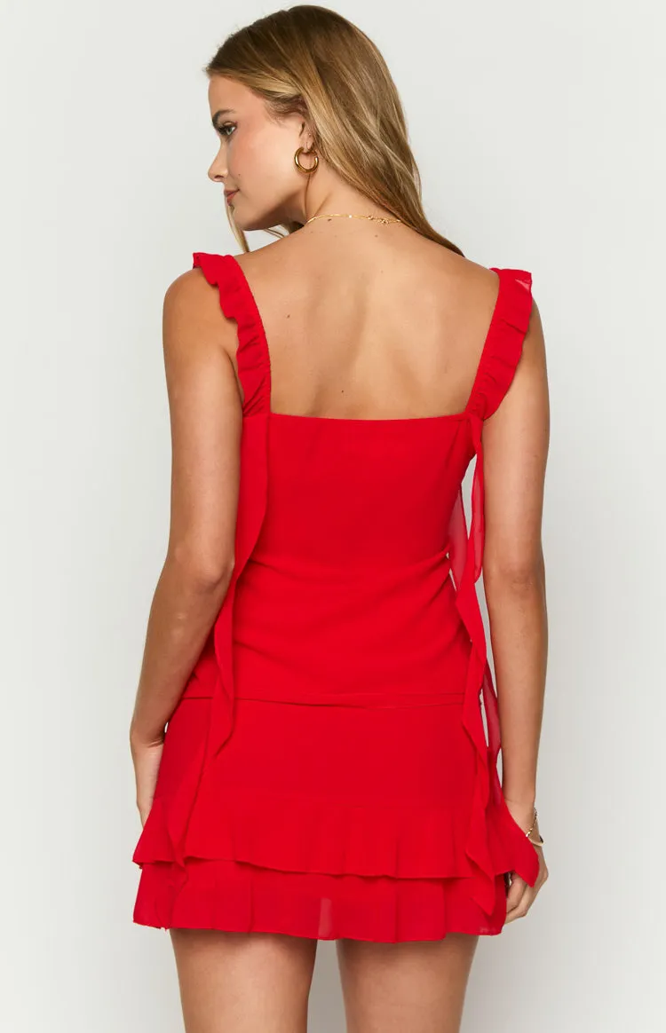 Caspian Red Chiffon Top sold by Beginning Boutique product image thumbnail 4