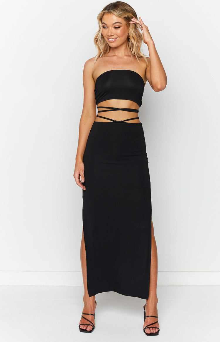 Delvie Black Maxi Skirt sold by Beginning Boutique