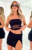 Gabe Black Mesh Mini Skirt sold by Beginning Boutique