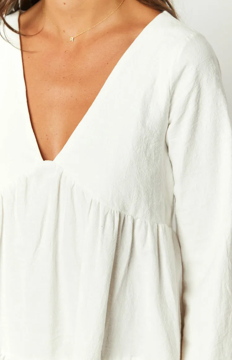 Retta White Long Sleeve Mini Dress sold by Beginning Boutique product image thumbnail 5