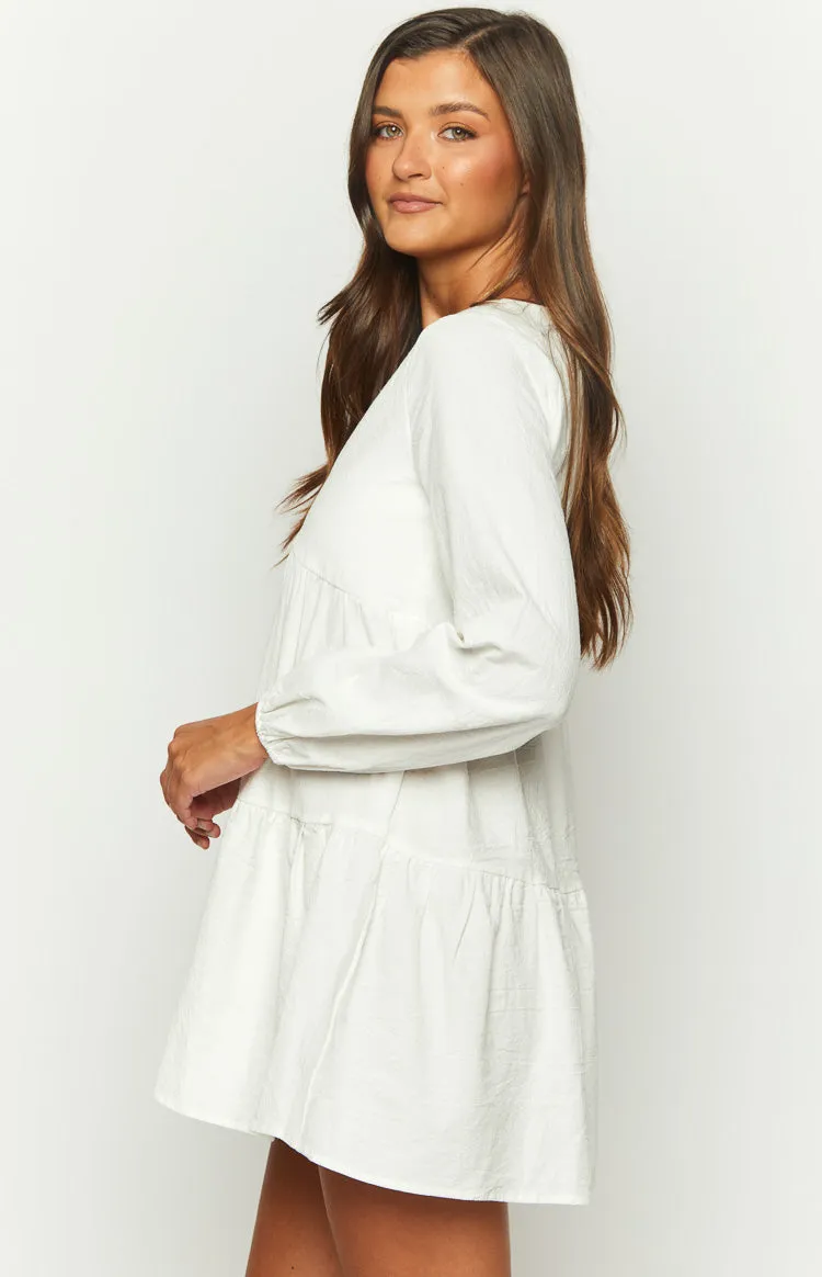 Retta White Long Sleeve Mini Dress sold by Beginning Boutique product image thumbnail 3