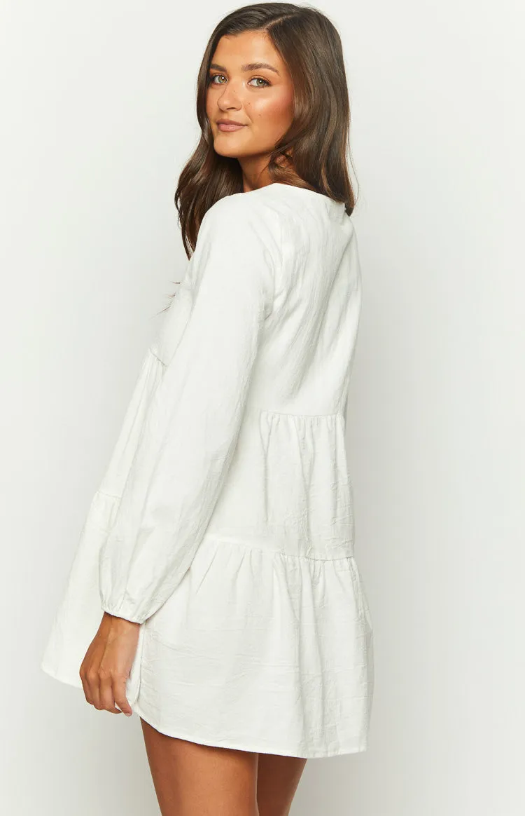 Retta White Long Sleeve Mini Dress sold by Beginning Boutique product image thumbnail 4