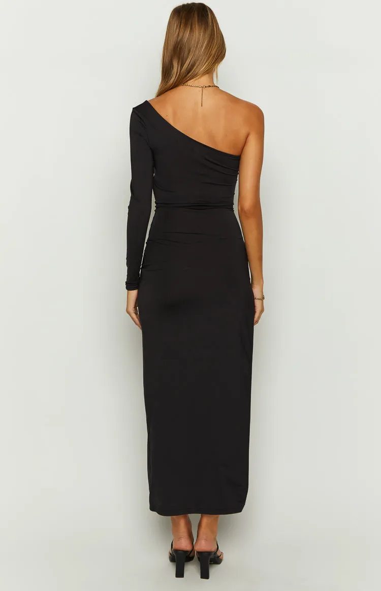 Maxine Black One Shoulder Midi Dress sold by Beginning Boutique product image thumbnail 4