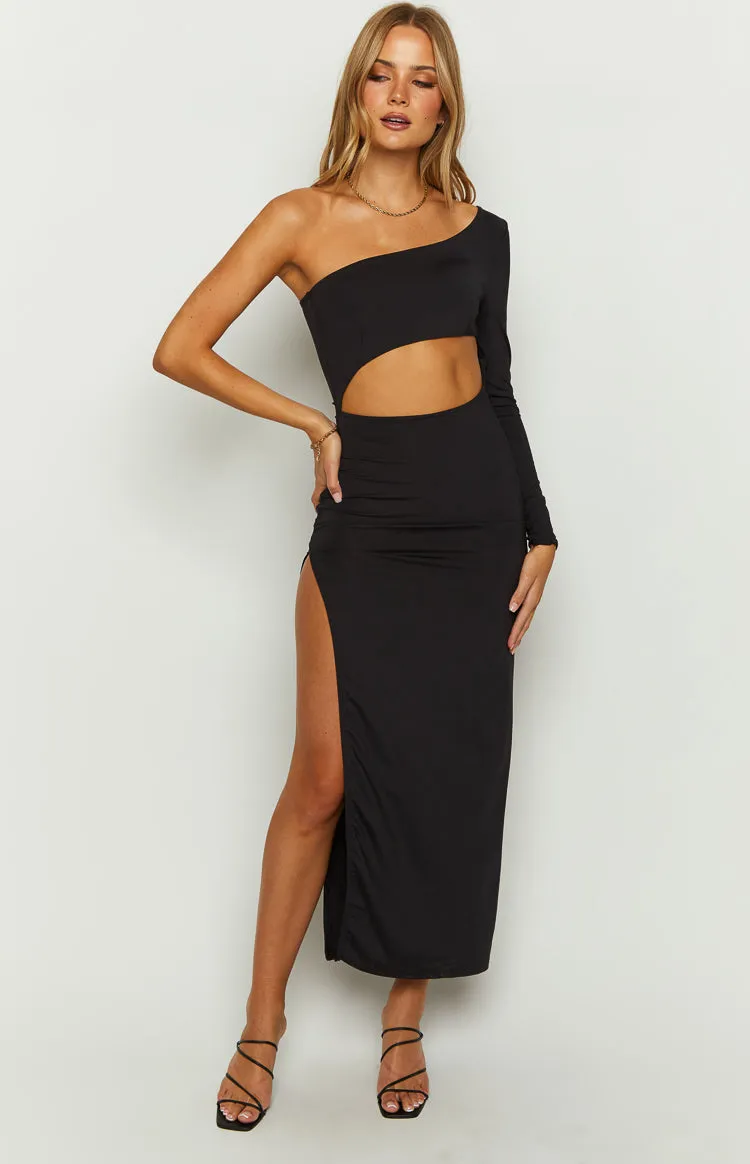 Maxine Black One Shoulder Midi Dress sold by Beginning Boutique product image thumbnail 2