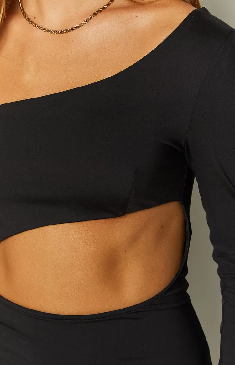 Maxine Black One Shoulder Midi Dress sold by Beginning Boutique product image thumbnail 5