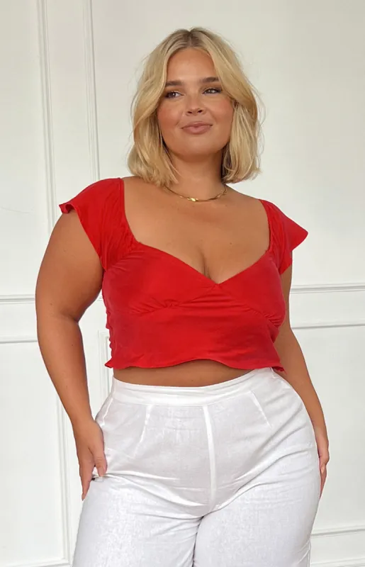 Anna Red Top sold by Beginning Boutique