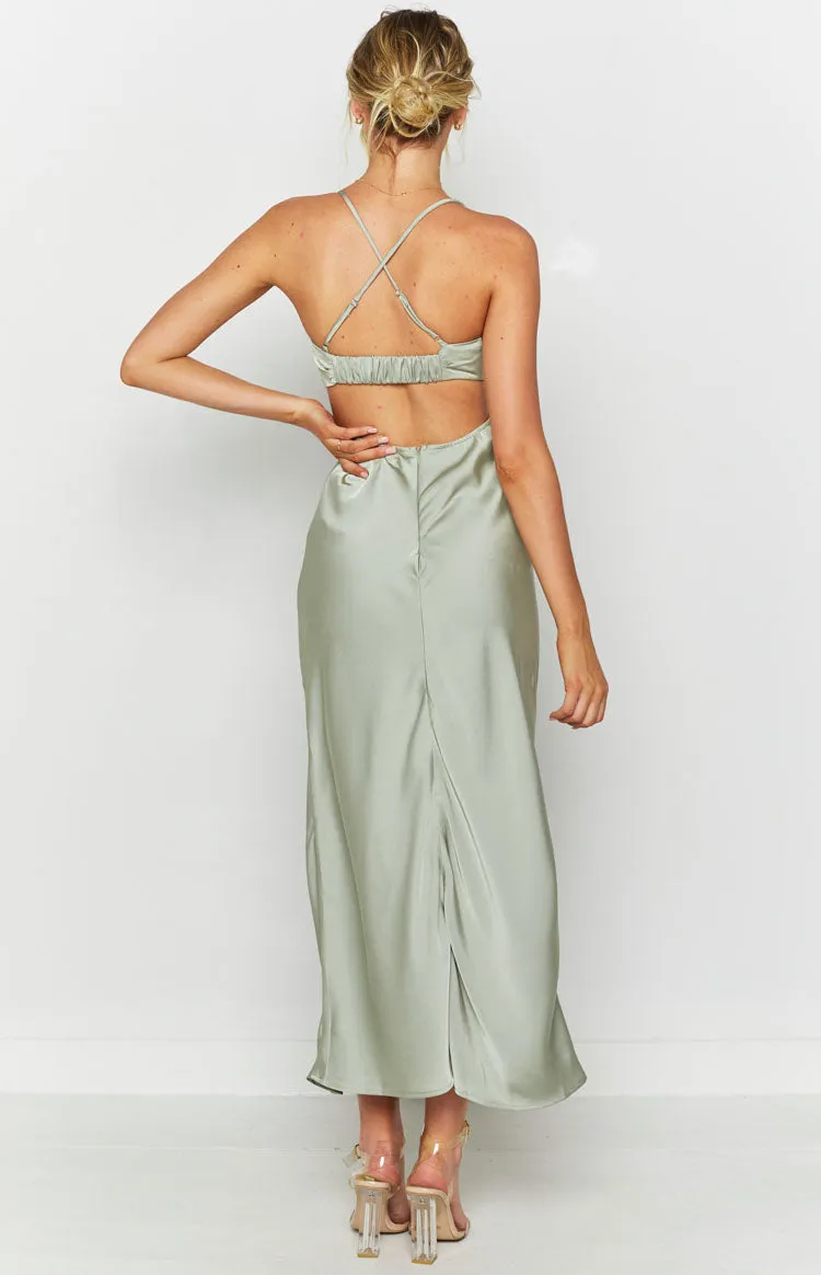 Taleah Cut Out Maxi Dress Sage sold by Beginning Boutique product image thumbnail 4